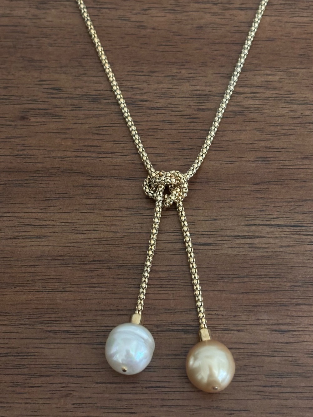 Majorica 18k Gold-Plated 925 Sterling Silver Lariat Love Knot Pearl Necklace. - Picture 9 of 13